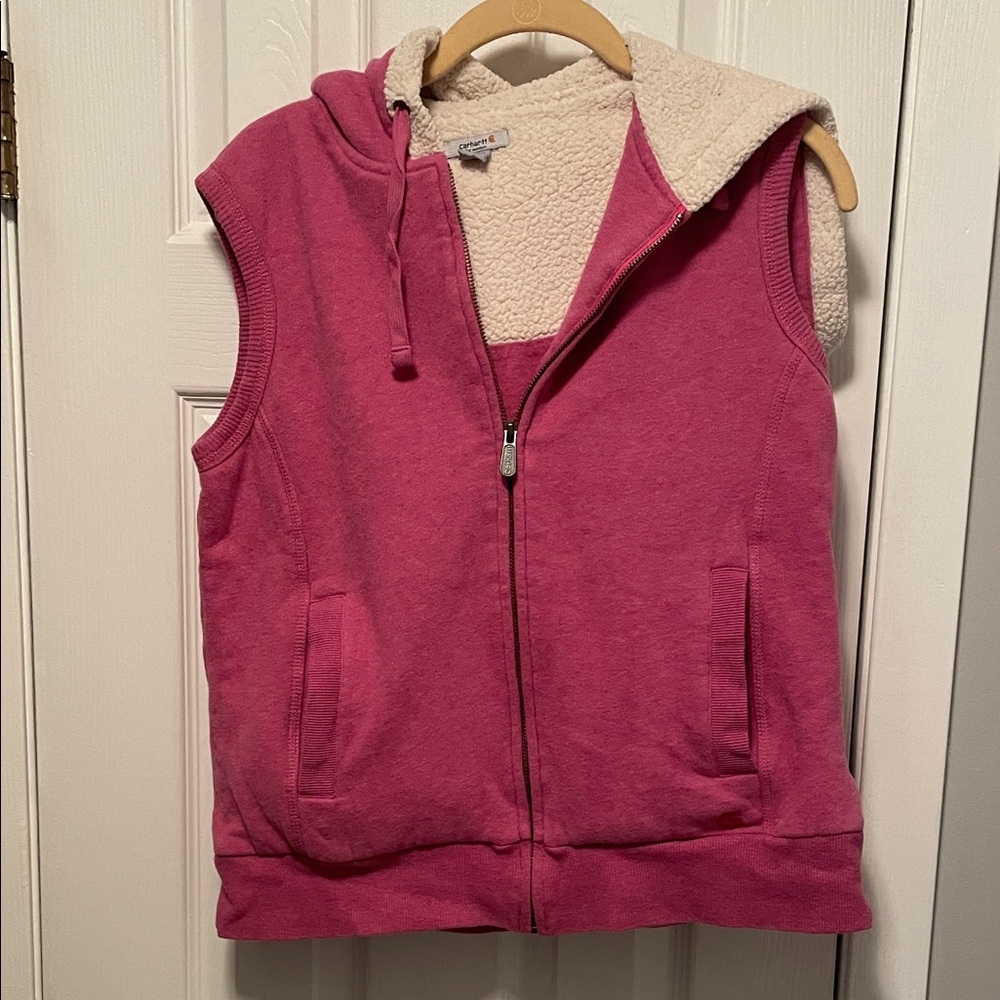 Carhartt Pink Sherpa-Lined Vest. Size Small For Women Tall